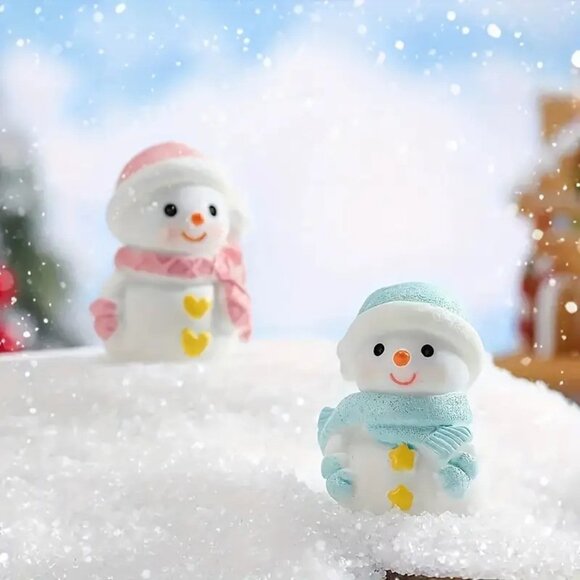 2pcs Resin Art Deco Style Snowman Figurines - Cartoon Themed Christmas Decor - Picture 2 of 3